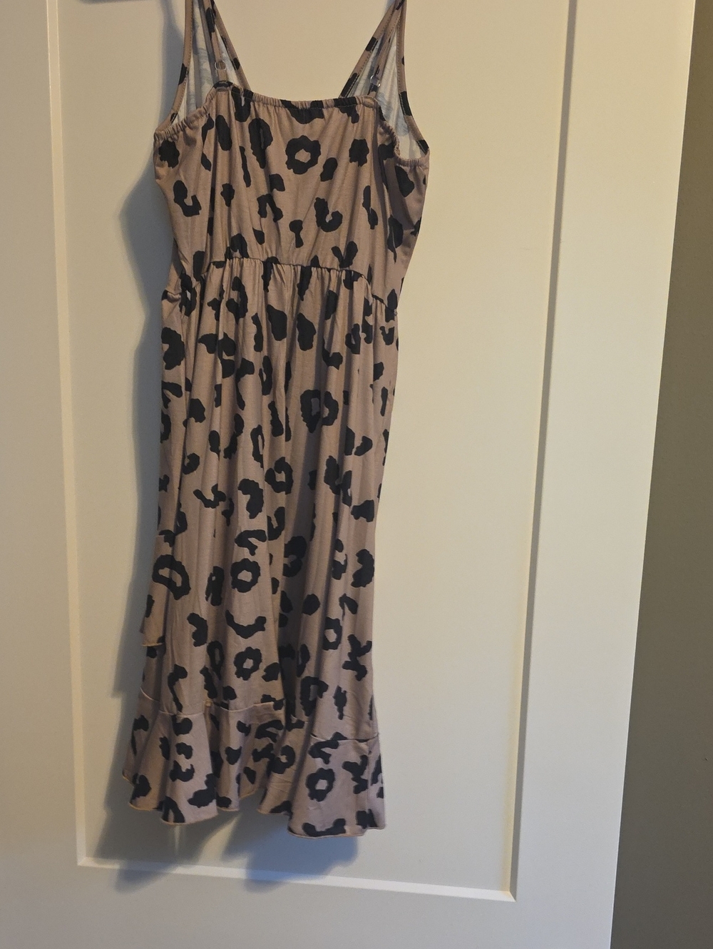 Beige Leopard Print Wrap Midi Dress - Picture 4 of 6